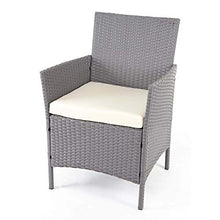 Mendler Salottino da Esterno Giardino HWC-D82 polyrattan Grigio con Cuscini Avorio