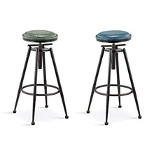 GYPPG Chairs Bar Stools Pub Kitchen Dining Bistro Cafe Adjustable Height 27''-35'' Counter Height Bar Chair Retro Finish Faux Leather Metal Iron (Blue) Counter Kitchen