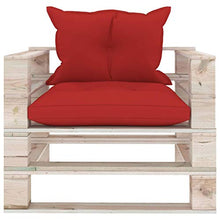 FAMIROSA Divano da Giardino in Pallet con Cuscini Rossi in Legno di Pino