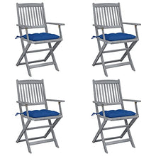 vidaXL Sedie da Giardino Pieghevoli 4pz con Cuscini in Massello Acacia