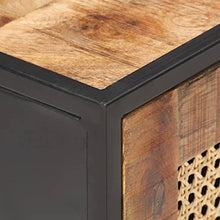 vidaXL Comodino 40x30x50 cm Legno di Mango Grezzo e Canna Naturale