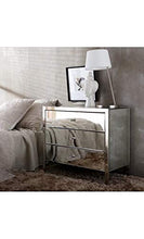 DENZZO - Cassettiera in legno argento e specchio Tiffany
