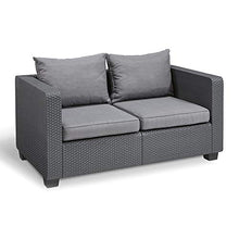 Mediawave Store - Salotto da Giardino in Resina Modello Salta Sofa' con Tavolino per Appoggio, Divano 2 Posti e 2 Poltrone, Salottino da Esterno Ideale per Giardino, Terrazza e Bar (Antracite)