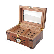 QKa Handmade Cigar Humidor, Cedar Cigar Desktop Box con Umidificatore E Igrometro, Piano in Vetro per 25 Cigars (20-25 Cigars),01