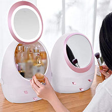 Lshbwsoif - Contenitore per cosmetici con specchio illuminato a LED, antipolvere, per bagno, camera da letto