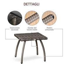 Outsunny Tavolino in Rattan Sintetico da Esterno, Giardino, Terrazzo Impermeabile Grigio 45x45x44cm