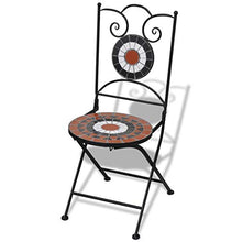 vidaXL Set 2pz Sedia Bistro Ferro Giardino Esterno con Mosaico Terracotta/Bianco
