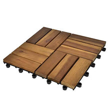 GOTOTOP - 10 piastrelle per pavimenti in legno di acacia massiccio, 0,9 m2, per giardino, terrazza, balcone, prato, legno e plastica, 30 x 30 cm