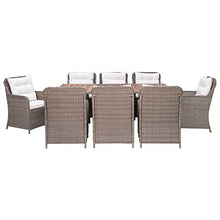 SKM Set da Pranzo da Giardino 7 pz con Cuscini in Polyrattan Marrone (123.7kg)