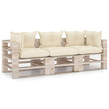 vidaXL Divano da Giardino Pallet 3 Posti con Cuscini in Legno di Pino