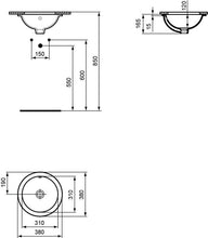 Ideal Standard Lavabo Incasso Collegare e5052ma, Rotondo con Bianco vasche 380 x 380 x 165 mm con Ideal Plus