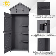 Outsunny Casetta in Legno da Giardino con Tetto Impermeabile, Armadio da Esterno Porta Attrezzi da Giardino con 3 Mensole, 77×54.2×179cm