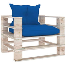 FAMIROSA Divano da Giardino in Pallet Cuscini Blu Reale in Legno di Pino