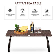 Tavolino Basso da Giardino 90x50x35 cm in Rattan Marrone