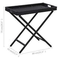 E E-NICES Tavolo Pieghevole Nero 80x45x75 cm in Polyrattan