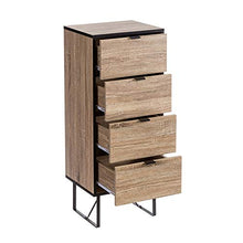 Lolahome - Sinfonier Natural Industrial con 4 cassetti in Legno e Metallo, 40 x 35 x 100 cm