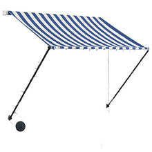 VidaXL Tenda da sole retrattile con LED, 100 × 150 cm, blu e bianco