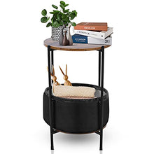 GOTOTOP comodino piccolo divano con tessuto per camera da letto, soggiorno, piccolo spazio, marrone e nero, 59,8 x 32,7 cm
