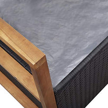 Goliraya Cassapanca da Giardino per Esterno 2 Posti in Polyrattan e Legno di Acacia con Braccioli e Schienale,Panca con Contenitore da Giardino per Esterno con 2 Posti in Rattan e Legno 110x56x87 cm