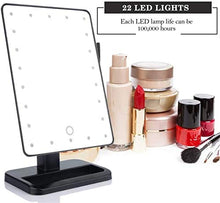 Specchio per Il Trucco Specchio A Specchio per Il Trucco Illuminato con 22 Luci A LED Touch Screen Light Supply 180 Rotazione (30x19x7cm)