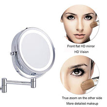 Specchio da Bagno a LED con Specchio da Trucco a Specchio Struttura Pieghevole Rotazione a 360 ° Funzione di Zoom della Superficie dello Specchio HD Specchio a LED Argento da 8,5 Pollici