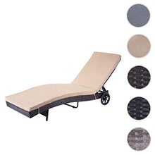 Mendler Lettino Regolabile da Esterno HWC-D80 polyrattan Marrone con Cuscino Beige
