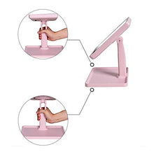 LFK LED con luci prima e dopo 360 gradi rotante specchio specchio da tavolo riempimento luce specchio multifunzione storage Vanity specchio USB ricarica tre toni rosa chiaro