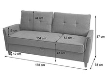 Mendler Divano a 3 posti Relax TV con vano Contenitore HWC-H23 Ecopelle Nero