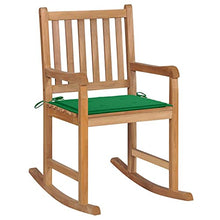 vidaXL Sedia a Dondolo con Cuscino Verde in Legno di Teak