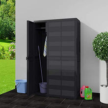 Armadietto da Giardino,Armadio Alto da Esterno in PP,Armadio per Esterni a 3 Porte e 4 Ripiani Regolabili Ventilati, Armadietti e Credenze di Alloggiamento da Giardino,97 x 38 x 171 cm,Nero