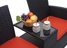 Mendler Divano Sofa per l'esterno Doppia Seduta portavivande HWC-E24 polyrattan Nero Cuscini Arancione