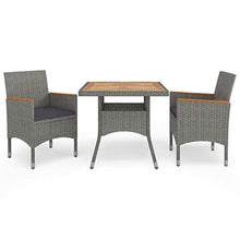 FAMIROSA Set Mobili da Pranzo da Giardino 3 pz Grigio Polyrattan Acacia-8317