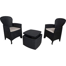 Dmora Set da Giardino con Cuscini, 2 poltrone e 1 tavolino Contenitore da Esterno, Made in Italy, Color Antracite