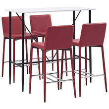 UnfadeMemory Set da Bar Set Mobili da Bar Tavolo 5 pz in Similpelle Rosso Vino