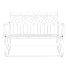 [en.casa] Panca a Dondolo da Giardino/Terrazza Panchina in Metallo per Uso Esterno in Stile Vintage Sedia a 2 Posti Oscillante - Bianco