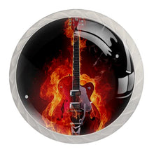 4 pcs White Cabinet Knobs for Kitchen Cabinets Bedroom Wardrobe Dresser Drawers Fire electric guitar