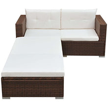 Tidyard- Divano da Giardino Set 8 pz in Polirattan Modulare Marrone, Set Divano Rattan