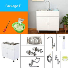 CCLLA Lavelli da Cucina Mobile lavello in Acciaio Inox-Mobile lavabo autoportante Bianco con 2 Ante battenti e lavello Rettangolare, Stili lavello Singolo/Doppio