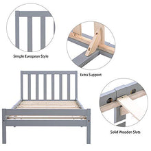 Struttura letto in legno, letto singolo, 90 x 190 cm, colore: grigio
