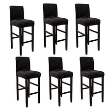 Topchances - Coprisedia da bar e sgabello, con schienale corto, elastico, rimovibile, lavabile, rivestimento in velluto per sedia da pranzo, sedia da bar, sgabello da bar (nero, 6 pezzi)