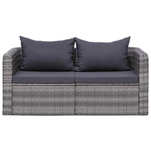 GOTOTOP 2 pz Divano Angolare da Giardino,Divano da Esterno 2 Posti,con 2 Cuscini di Seduta e 2 Cuscini per Lo Schienale,in Polyrattan,Grigio