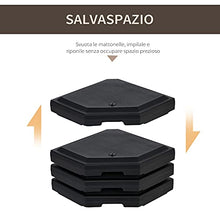 Outsunny Basamento per Ombrellone da Giardino con Base a Croce, Set 4 Mattonelle HDPE Impermeabile da Riempire 96x96x9cm
