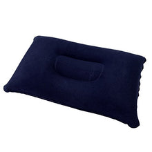 perfk Cuscinetto Rettangolare Gonfiabile, Cuscino di Viaggio, Cuscino Supporto della Testa per Campeggio, Spiaggia - Blu Scuro, 34x22cm