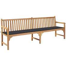 vidaXL Panca da Giardino con Cuscino Antracite 240 cm Massello di Teak