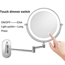 CRYPY Specchio per Il Trucco LED Montato a Parete da 8 Pollici 10X Ingranditore Touch Luminoso Regolabile Parete Specchi Doppio Lato Vanity Specchio