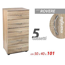 Argonauta Cassettiera da Camera 5 cassetti Rovere Como cm 50 x 40 x 101 h