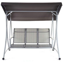 Dondolo da Esterno a 3 posti HWC-D62 Acciaio Alluminio Tessuto textilene Grigio