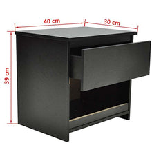 Festnight Set 2 Comodini Camera da Letto con Cassetto Moderno in MDF Nero,Comodino Porta Telefono Moderno Nero,Comodino Portaogetti Moderno Nero 40x30x39 cm