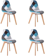 WV LeisureMaster Set di 4 Sedie da Pranzo Patchwork Sedie da Salotto Stile Scandinavo Sedie Laterali Ideali per Soggiorno, Sala da Pranzo, Camera da Letto, Ufficio, Bar, ECC, Blu