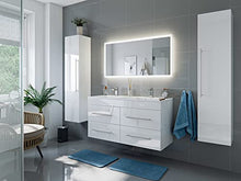 Set mobili bagno Helios bianco lucido incl. specchio a LED con funzione touch